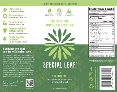 The Original Olive Leaf Tea Label